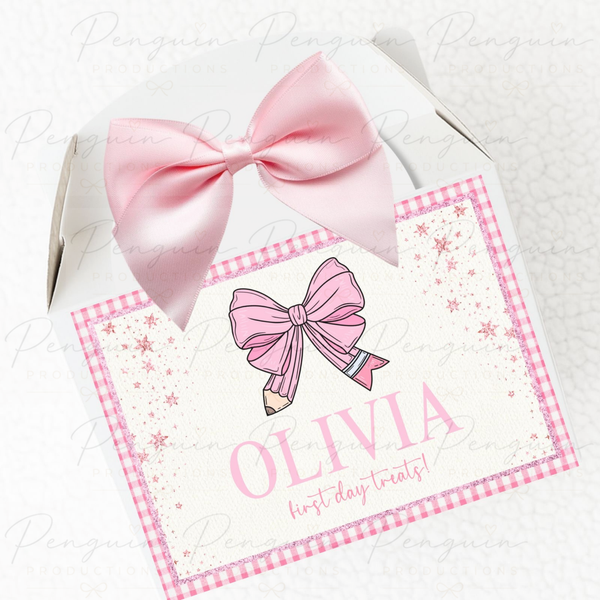 First Day of School Treat Box – Pink Bow