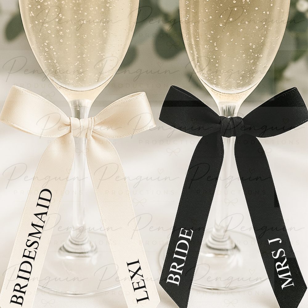 Wedding Champagne Glass Ribbon